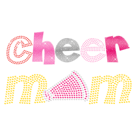 Iron on Cheer Mom Megaphone Hotfix Transfer