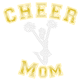 Bling Rhinestone Glitter Cheer Mom Hotfix Transfer