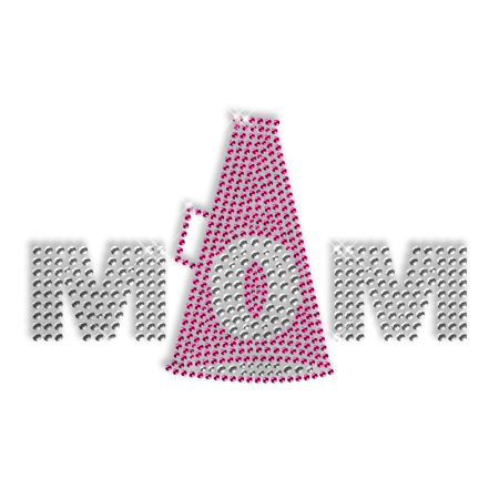 Bling Crystal Cheer Mom Megaphone Custom Iron on Design