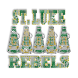 Custom Best Sparkle St. LUKE REBELS Cheer Diamante Iron on Transfer Motif for Shirts