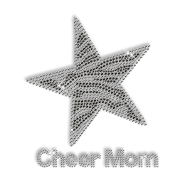 Custom Sparkling Cheer Mom and Star in Black and White Rhinestone Iron on Transfer Design for Shirts