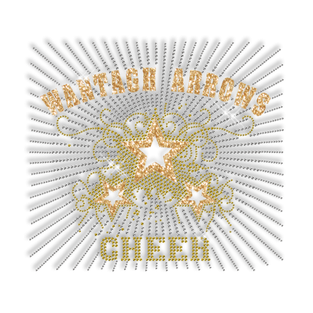 Custom Big Shinning WANTAGH ARROWS CHEER Yellow Rhinestone Iron on Transfer Design for Shirts