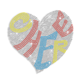 Shining Cheer Heart Hot Fix Rhinestone Motif