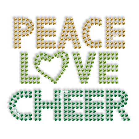 Clear Shining Peace Love Cheer Hot-fix Sequin Design