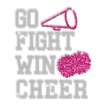 Go Fight Win Cheer Rhinestone and Glitter Iron ons