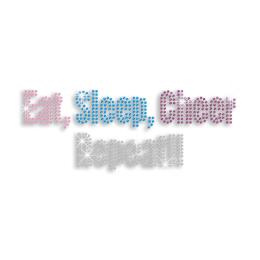 Eat Sleep Cheer Colorful Rhinestone Iron on Transfer for Shirts