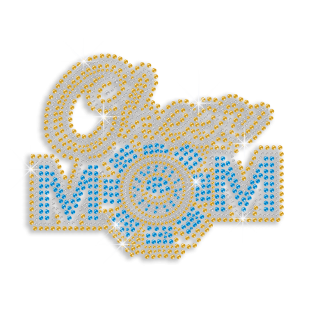 Bling Cheer Mom Rhinestone Iron On Transfer for T-Shirts