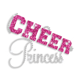 Cute Cheer Princess Rhinestone Glitter Iron-on Transfer for Cheer Leaders