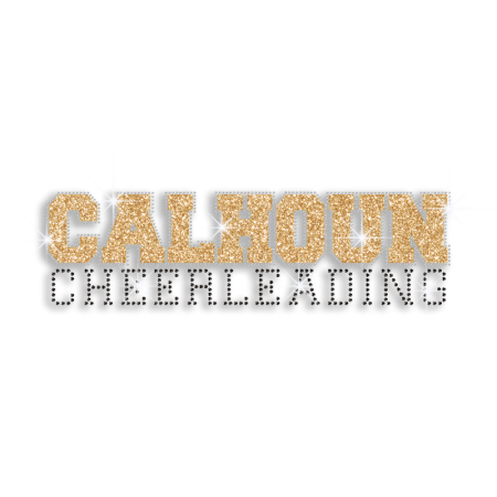 Gold Calhoun Cheerleading Iron on Glitter Rhinestone Transfer