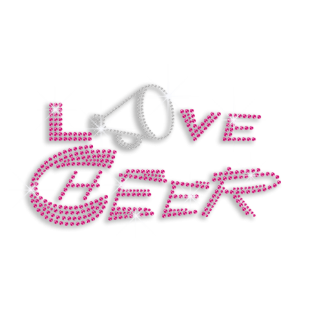 Pink Love Cheer Rhinestone Hot-fix Transfer