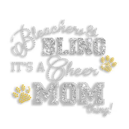 Crystal Bling Mom Cheer Rhinestone Glitter Iron on Design