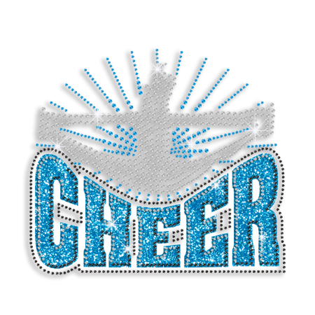 Pretty GYM Cheer Rhinestone Glitter Hotfix Transfer