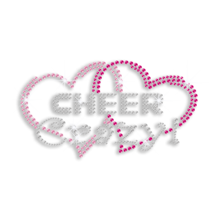 Crazy Cheer Pink Hearts Nailhead Rhinestone Transfer