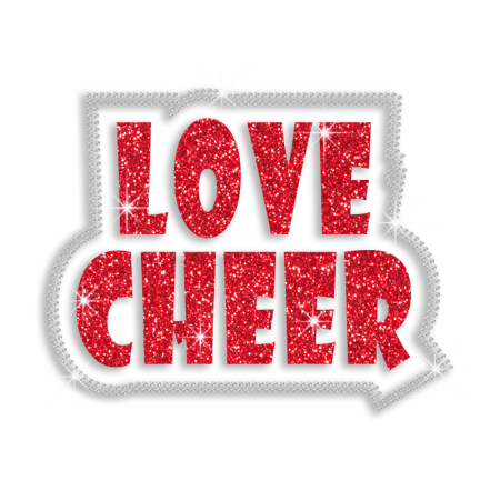 2015 Custom Love Cheer Rhinestone Glitter Iron on Transfer