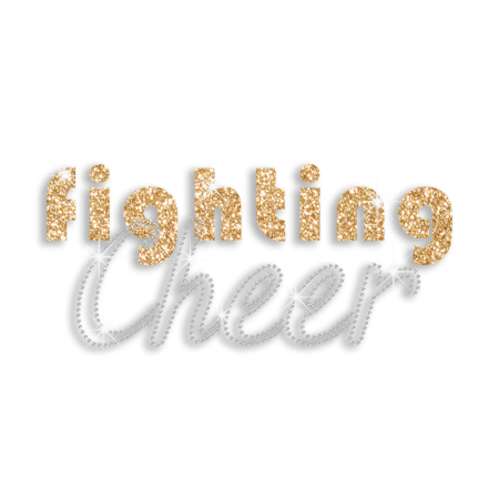 Custom Fighting Cheer Glitter Rhinestone Hotfix Transfer