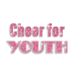 Pink Custom Cheer for Youth Glitter Rhinestone Iron on Transfer