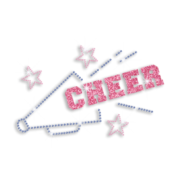 Custom Cheer Horn Stars Rhinestone Glitter Iron on Transfer