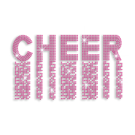 2015 Rose Pink Cheer Hot-fix Rhinestone Transfer