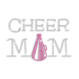 Crystal Cheer Mom Megaphone Rhinestone Iron on Transfer