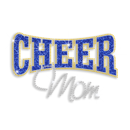 2015 Rhinestone Glitter Cheer Mom Hotfix Transfer Motif