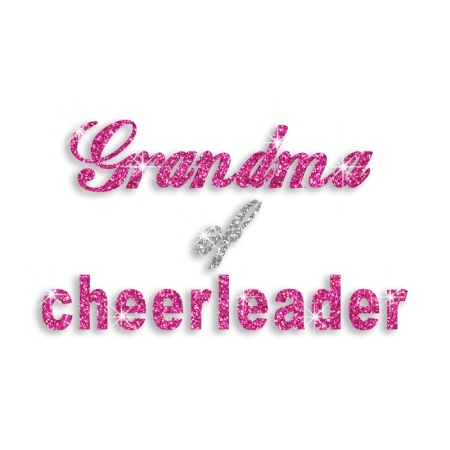 Pink Grandma of a Cheerleader Iron on Glitter Transfer