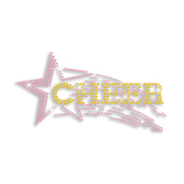 Colurful Cheer Star Rhinestone Iron on Transfer Design