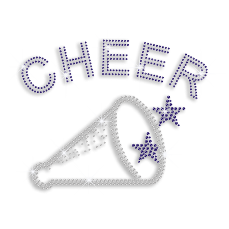 Custom Cheer Trumpet Rhinestone Hotfix Transfer Design