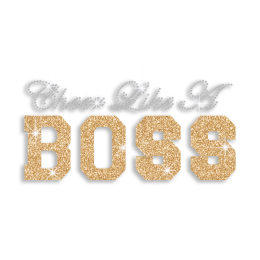 Cheer Like A Boss Rhinestone Glitter Hotfix Transfer Motif