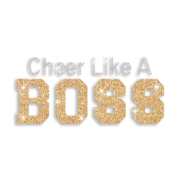 Bling Cheer Like A Boss Rhinestone Glitter Hotfix Transfer