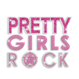 Pretty Girls Rock Cheer Iron-on Rhinestone Transfers