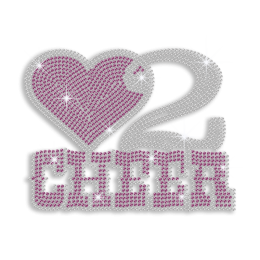 Purple Love to Cheer Heart Hot-fix Rhinestone Transfers