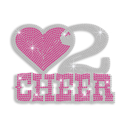 Pink Love to Cheer Heart Hot-fix Rhinestone Transfers