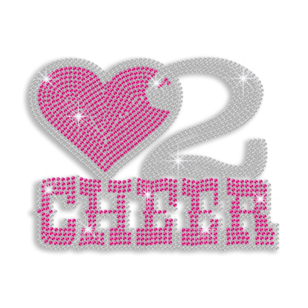 Pink Love to Cheer Heart Hot-fix Rhinestone Transfers