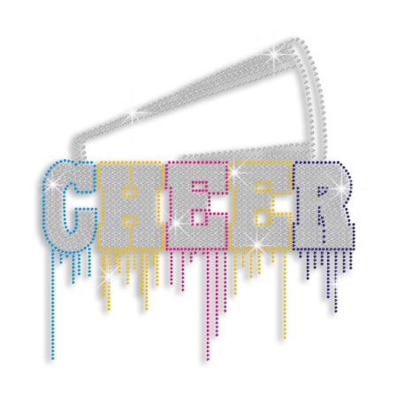 Colorful Cheer Horn Iron-on Rhinestone Transfers