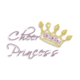 Custom Cheer Princess with Crown Iron-on Rhinestone Transfer Motifs