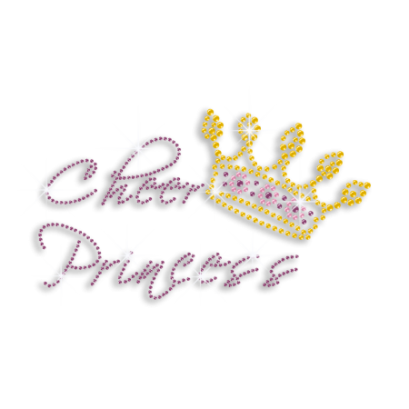 Custom Cheer Princess with Crown Iron-on Rhinestone Transfer Motifs