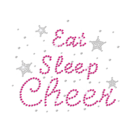 Pinky Eat Sleep Cheer Iron-on Rhinestone Transfer