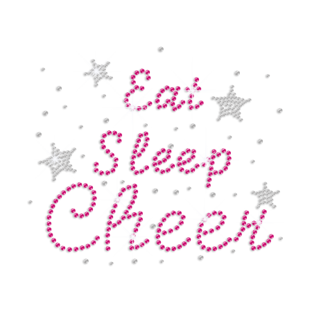 Pinky Eat Sleep Cheer Iron-on Rhinestone Transfer