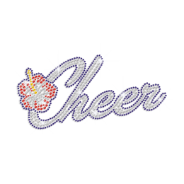 Bling Flower Cheer Iron-on Rhinestone Transfer