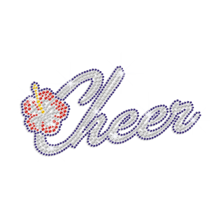 Bling Flower Cheer Iron-on Rhinestone Transfer