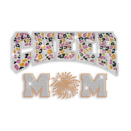 Fashionable Cheer Mom Hotfix Glitter Crystal Transfer