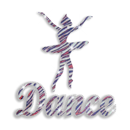 Pretty Dance Spirit Zebra Pattern Glitter Rhinestone Transfer