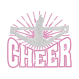 Pink Cheer Hotfix Rhinestone Transfer