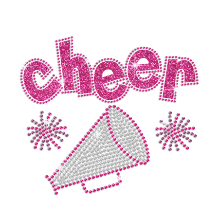 Rose Pink Cheer from Bling Trumpet Iron-on Glitter Rhinestone Transfer