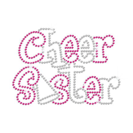 Cheer Sister in Crystal and Rose Pink Heat Press Rhinestone Transfer