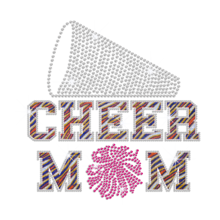 Fashionable Cheer Mom Iron-on Glitter Rhinestone Transfer