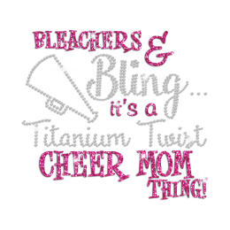 Pink Cheer Mom Iron-on Rhinestone Glitter Transfer Motif