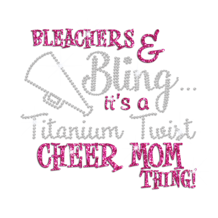 Pink Cheer Mom Iron-on Rhinestone Glitter Transfer Motif