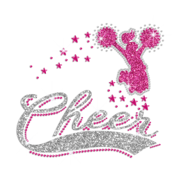 Pink Pretty Cheerleader Hotfix Glitter Transfer Motif