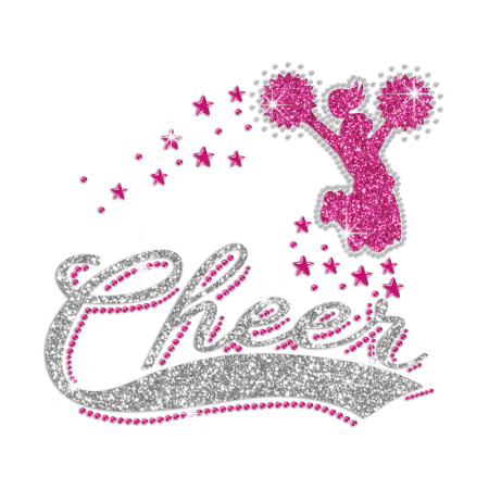 Pink Pretty Cheerleader Hotfix Glitter Transfer Motif
